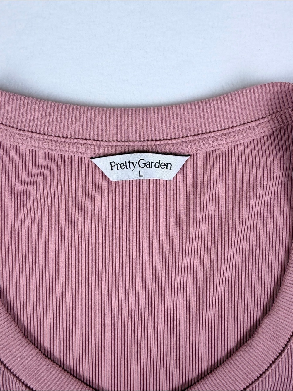 PRETTY GARDEN Women's Dusty Pink Ribbed Short Sleeve Top & Wide Leg Pants Set L - Picture 4 of 12